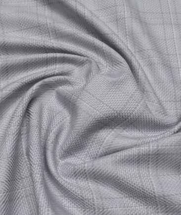 Monza  Luxury Cotton Checks Shirting Fabric (Grey)