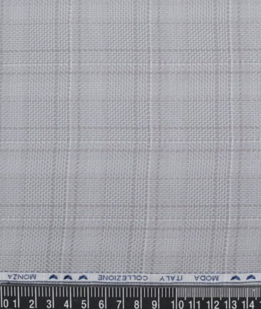 Monza  Luxury Cotton Checks Shirting Fabric (Grey)
