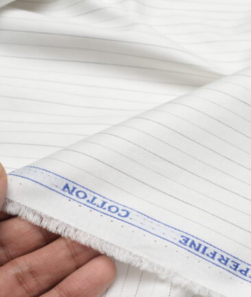 Siyaram's  Superfine Cotton Striped Shirting Fabric (White & Black)