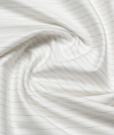 Siyaram's  Superfine Cotton Striped Shirting Fabric (White & Black)