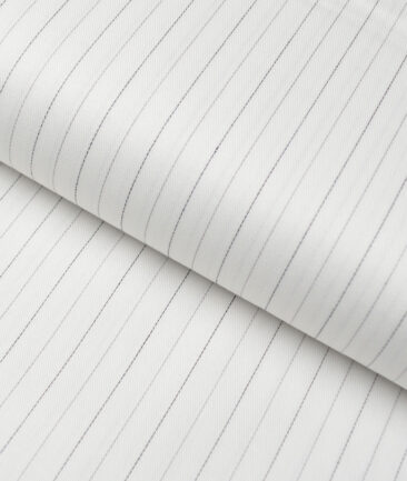 Siyaram's  Superfine Cotton Striped Shirting Fabric (White & Black)