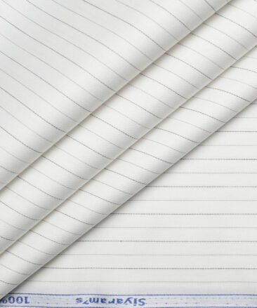 Siyaram's  Superfine Cotton Striped Shirting Fabric (White & Black)