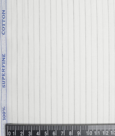 Siyaram's  Superfine Cotton Striped Shirting Fabric (White & Black)