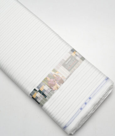 Siyaram's  Superfine Cotton Striped Shirting Fabric (White & Black)