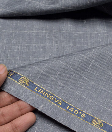 Vercelli Italy Super 140's Striped 80% Merino Wool Suiting Fabric (Grey)