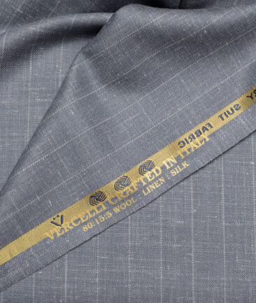 Vercelli Italy Super 140's Striped 80% Merino Wool Suiting Fabric (Grey)