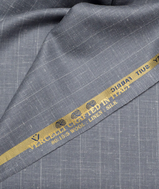 Vercelli Italy Super 140's Striped 80% Merino Wool Suiting Fabric (Grey)