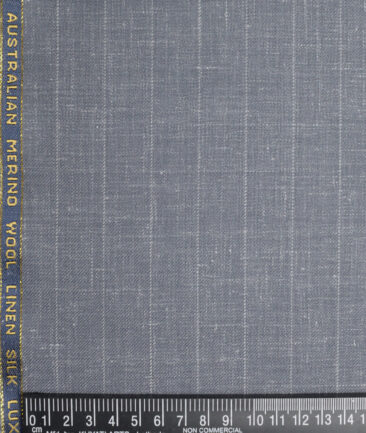 Vercelli Italy Super 140's Striped 80% Merino Wool Suiting Fabric (Grey)