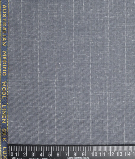 Vercelli Italy Super 140's Striped 80% Merino Wool Suiting Fabric (Grey)