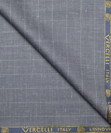 Vercelli Italy Super 140's Striped 80% Merino Wool Suiting Fabric (Grey)