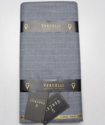 Vercelli Italy Super 140's Striped 80% Merino Wool Suiting Fabric (Grey)