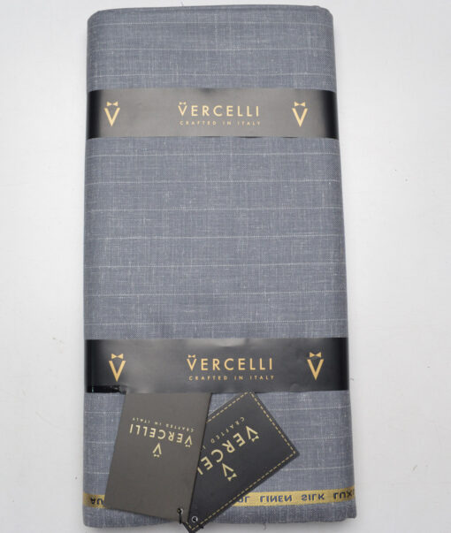Vercelli Italy Super 140's Striped 80% Merino Wool Suiting Fabric (Grey)