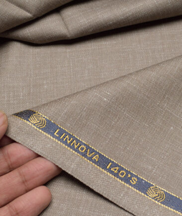 Vercelli Italy Super 140's Self Design 80% Merino Wool Suiting Fabric (Brown)