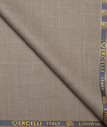 Vercelli Italy Super 140's Self Design 80% Merino Wool Suiting Fabric (Brown)