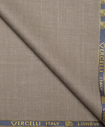 Vercelli Italy Super 140's Self Design 80% Merino Wool Suiting Fabric (Brown)