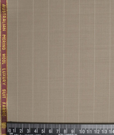 Vercelli Italy Super 120's Striped 50% Merino Wool Suiting Fabric (Light Brown)