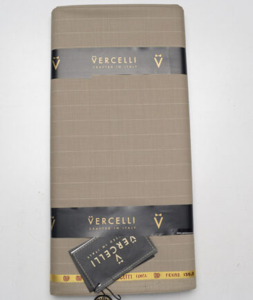 Vercelli Italy Super 120's Striped 50% Merino Wool Suiting Fabric (Light Brown)