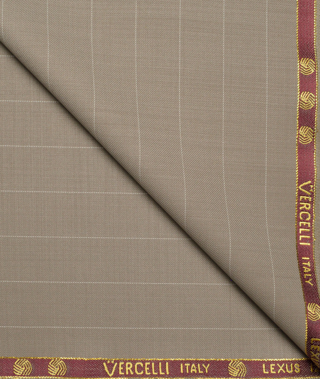 Vercelli Italy Super 120's Striped 50% Merino Wool Suiting Fabric (Light Brown) Vercelli Italy Super 120's Striped 50% Merino Wool Suiting Fabric (Light Brown)