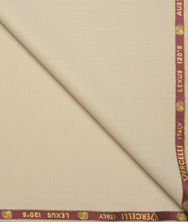Vercelli Italy Super 120's Solids 50% Merino Wool Suiting Fabric (Beige)