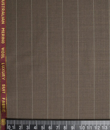 Vercelli Italy Super 120's Striped 50% Merino Wool Suiting Fabric (Brown)