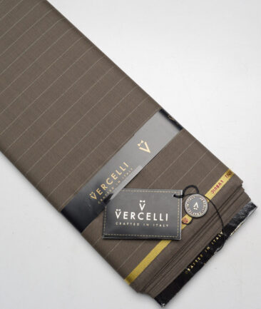 Vercelli Italy Super 120's Striped 50% Merino Wool Suiting Fabric (Brown)