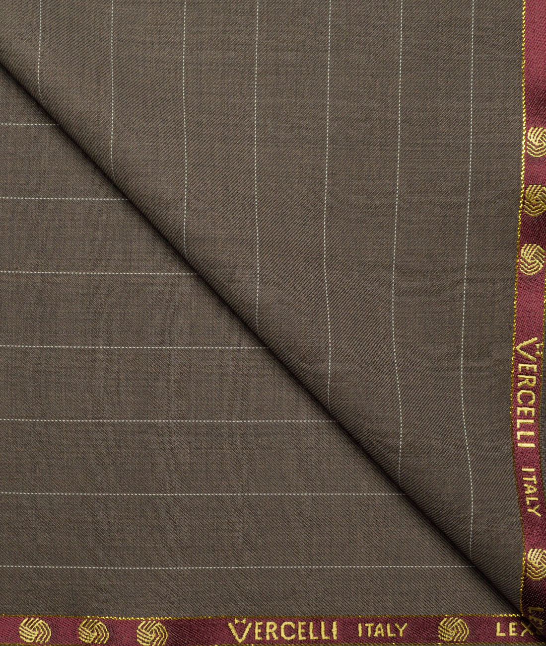 Vercelli Italy Super 120's Striped 50% Merino Wool Suiting Fabric (Brown) Vercelli Italy Super 120's Striped 50% Merino Wool Suiting Fabric (Brown)