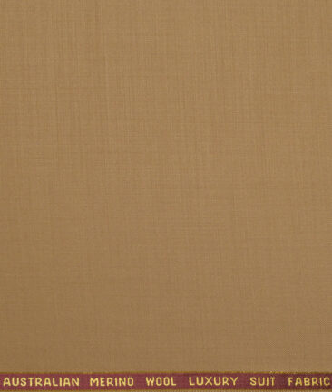Vercelli Italy Super 120's Solids 50% Merino Wool Suiting Fabric (Camel Brown)