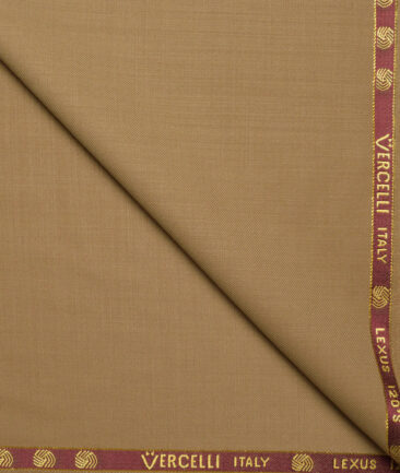 Vercelli Italy Super 120's Solids 50% Merino Wool Suiting Fabric (Camel Brown)