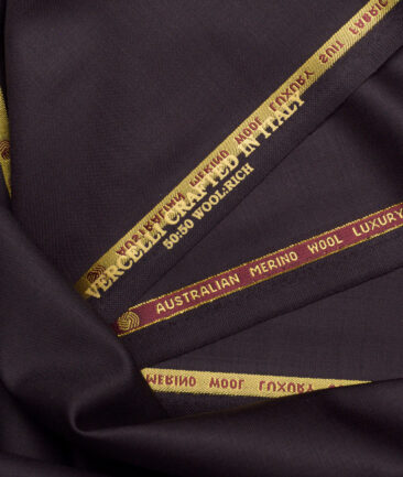 Vercelli Italy Super 120's Solids 50% Merino Wool Suiting Fabric (Dark Wine)