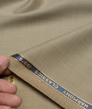 Vercelli Italy Super 130's Structured 70% Merino Wool Suiting Fabric (Light Brown)