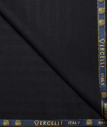 Vercelli Italy Super 130's Striped 70% Merino Wool Suiting Fabric (Black)