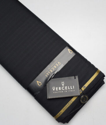 Vercelli Italy Super 130's Striped 70% Merino Wool Suiting Fabric (Black)