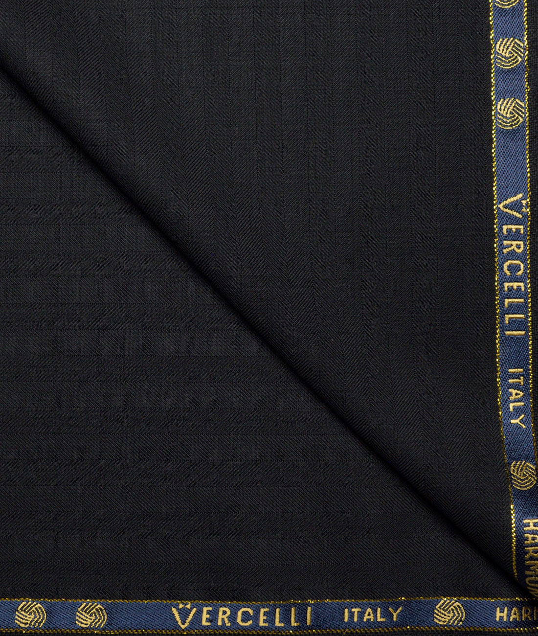Vercelli Italy Super 130's Striped 70% Merino Wool Suiting Fabric (Black) Vercelli Italy Super 130's Striped 70% Merino Wool Suiting Fabric (Black)