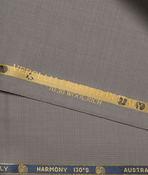 Vercelli Italy Super 130's Checks 70% Merino Wool Suiting Fabric (Brownish Grey)