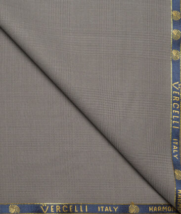 Vercelli Italy Super 130's Checks 70% Merino Wool Suiting Fabric (Brownish Grey)