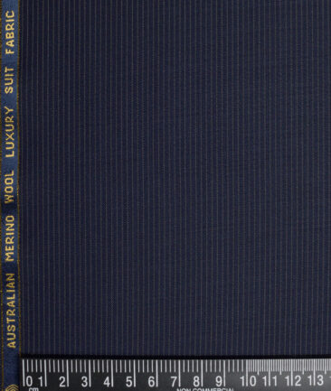 Vercelli Italy Super 130's Striped 70% Merino Wool Suiting Fabric (Dark Blue)