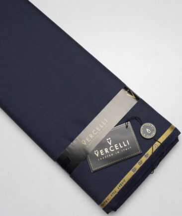 Vercelli Italy Super 130's Striped 70% Merino Wool Suiting Fabric (Dark Blue)