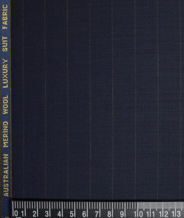 Vercelli Italy Super 130's Striped 70% Merino Wool Suiting Fabric (Dark Blue)