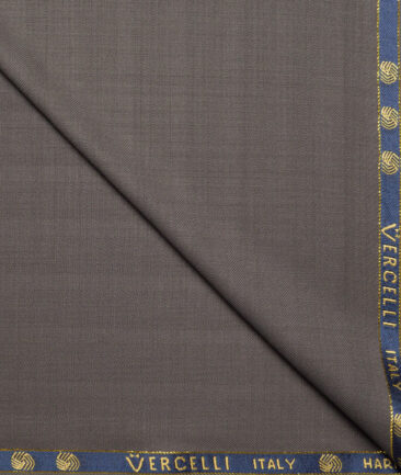 Vercelli Italy Super 130's Striped 70% Merino Wool Suiting Fabric (Soyabean Brown)