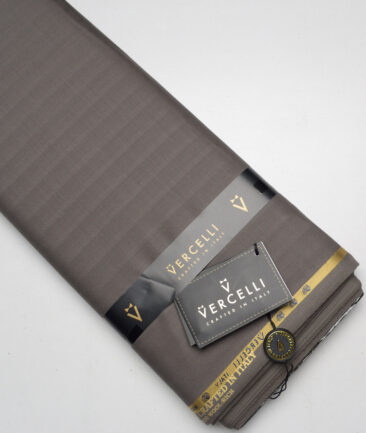 Vercelli Italy Super 130's Striped 70% Merino Wool Suiting Fabric (Soyabean Brown)