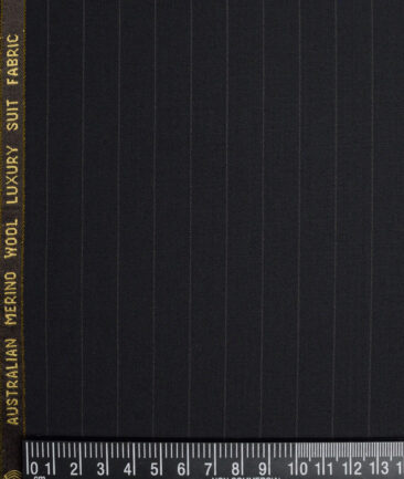 Vercelli Italy Super 160's Striped 50% Merino Wool Suiting Fabric (Black)