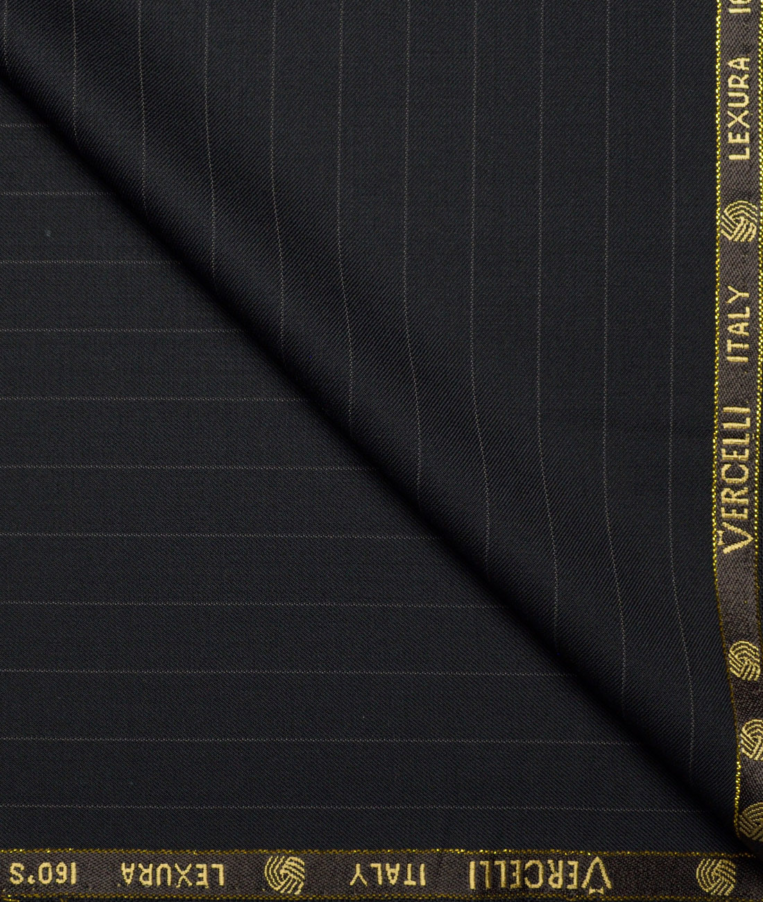 Vercelli Italy Super 160's Striped 50% Merino Wool Suiting Fabric (Black) Vercelli Italy Super 160's Striped 50% Merino Wool Suiting Fabric (Black)