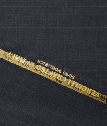 Vercelli Italy Super 150's Striped 50% Merino Wool Suiting Fabric (Dark Grey)