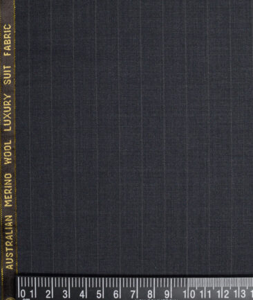 Vercelli Italy Super 150's Striped 50% Merino Wool Suiting Fabric (Dark Grey)