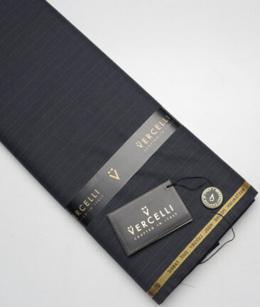 Vercelli Italy Super 150's Striped 50% Merino Wool Suiting Fabric (Dark Grey)