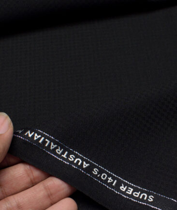 Vercelli Italy Super 140's Structured 70% Merino Wool Suiting Fabric (Black)