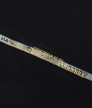 Vercelli Italy Super 140's Structured 70% Merino Wool Suiting Fabric (Black)