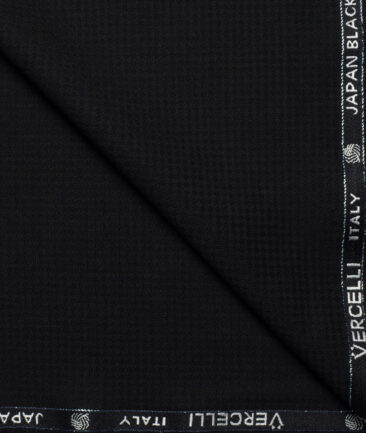 Vercelli Italy Super 140's Structured 70% Merino Wool Suiting Fabric (Black)
