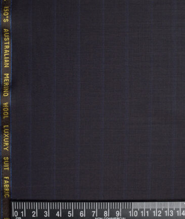 Vercelli Italy Super 150's Striped 70% Merino Wool Suiting Fabric (Brownish Black)