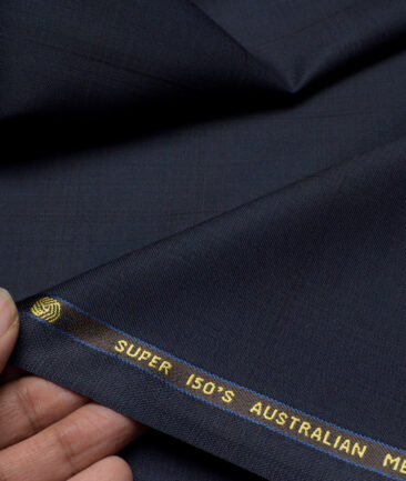 Vercelli Italy Super 150's Checks 70% Merino Wool Suiting Fabric (Dark Blue)